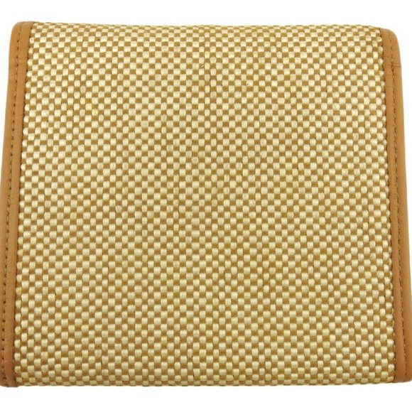 BURBERRY two-fold wallet logo beige canvas �~ leather Authentic - Picture 8 of 8